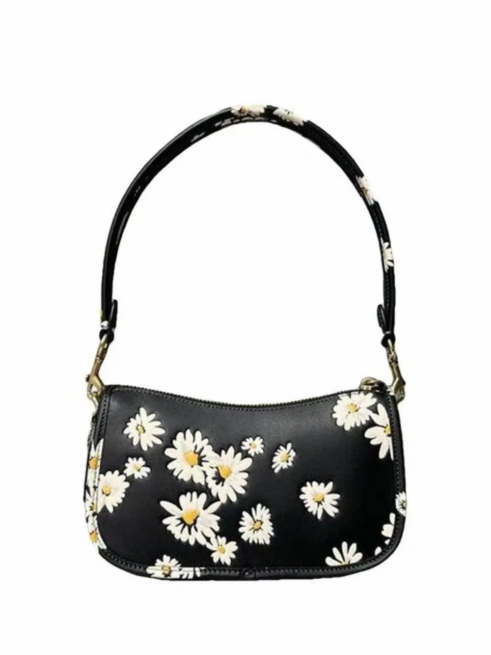 Coach Black Daisy Print Swinger Bag